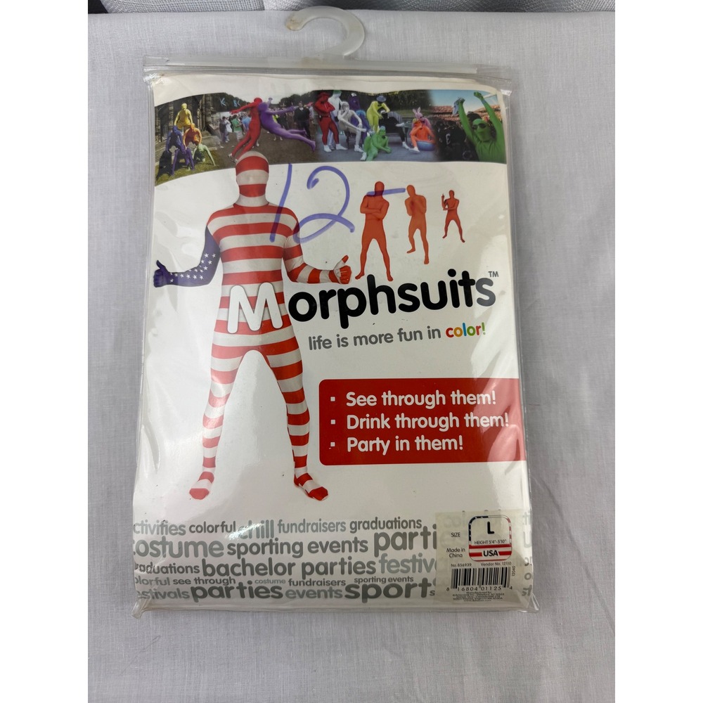 Morphsuits USA Flag Stars and Stripes Full Body UNISEX Costume Large 5'4"-5'10"